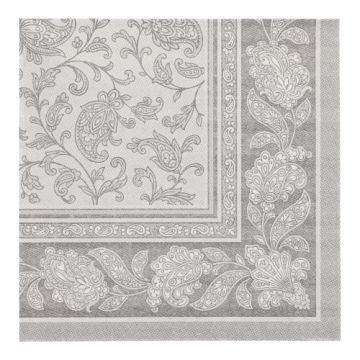 Servietten, "ROYAL Collection" 1/4-Falz 40 x 40 cm grau "Ornaments"