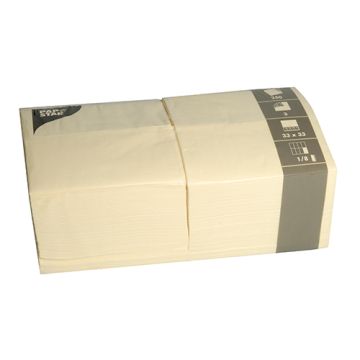 Servietten, creme 3-lagig 1/8-Falz 33 x 33 cm