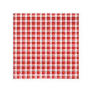 Servietten, 3-lagig 1/4-Falz 25 x 25 cm rot "Vichy Karo"