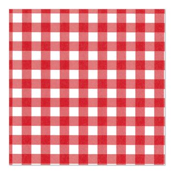 Servietten, 3-lagig 1/4-Falz 33 x 33 cm rot "Vichy Karo"