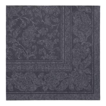 Servietten, schwarz "ROYAL Collection" 1/4-Falz 40 x 40 cm "Ornaments"
