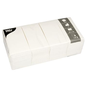 Servietten, weiss 2-lagig 1/8-Falz 33 x 33 cm, Buch-Falz