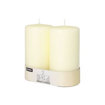 Stumpenkerzen elfenbein "Ivory" Ø 80 mm · 150 mm mit Flachkopf