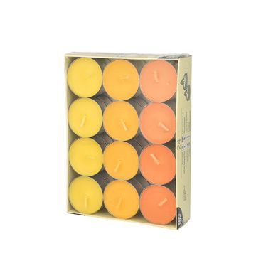 Teelichte Ø 38 mm · 16 mm "gelb, orange, borneo"