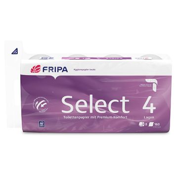 Toilettenpapier 4-lagig, "Select" hochweiss, 160 Blatt pro Rolle