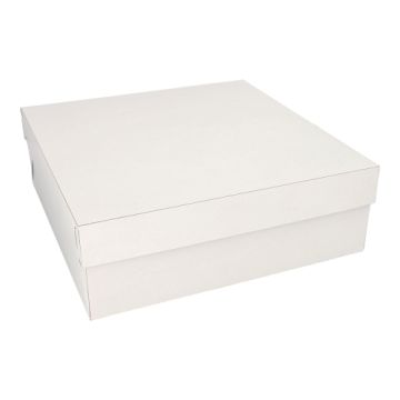 Tortenkartons, mit Deckel, Pappe eckig 30 x 30 x 10 cm weiss