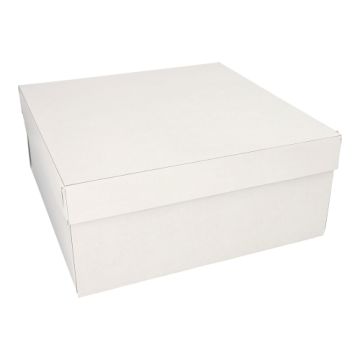 Tortenkartons, mit Deckel, Pappe eckig 30 x 30 x 13 cm weiss