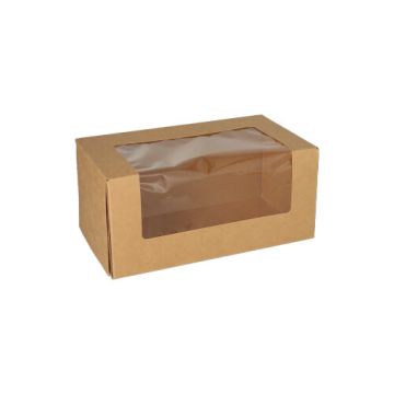 Tortenkartons mit Deckel eckig 10 x 22 x 12 cm mit Sichtfenster aus PLA