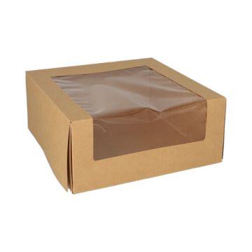 Tortenkartons mit Deckel eckig 10 x 23 x 23 cm mit Sichtfenster aus PLA