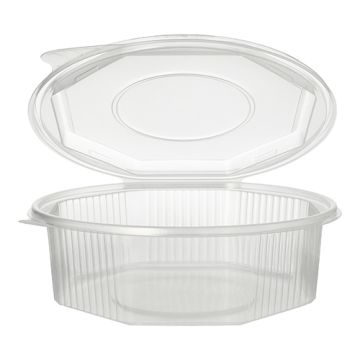 Transparenter Verpackungsbecher mit anhängendem Klappdeckel, 1500 ml