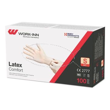 "WORK-INN" Latex-Handschuhe, puderfrei "Comfort" weiss - natur Größe S