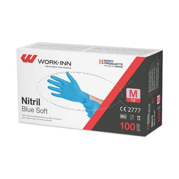 "WORK-INN/PS" Nitril-Handschuhe, puderfrei "Blue Soft" blau Größe M