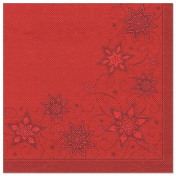 Weihnachtsservietten, rot "ROYAL Collection" 1/4-Falz 40 x 40 cm "Just Stars"