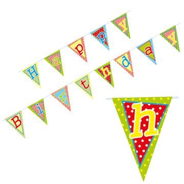 Wimpelkette für Geburtstag, Papier 4 m "Happy Birthday"