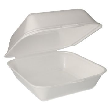 XXL Burger-Boxen mit Klappdeckel aus XPS, 20 x 20 cm weiss, laminiert