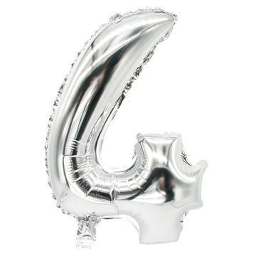 Zahlen-Luftballons aus Folie 35 x 20 cm silber "4"