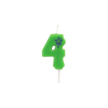 Zahlenkerzen Mini 6,8 cm grün "4"