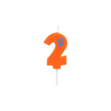 Zahlenkerzen Mini 6,8 cm orange "2"