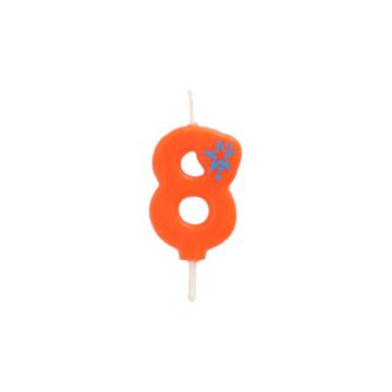 Zahlenkerzen Mini 6,8 cm orange "8"