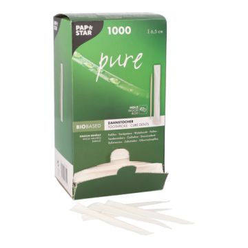 Zahnstocher einzeln verpackt, Holz "pure" rund 6,5 cm