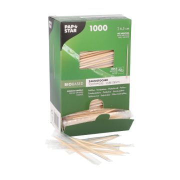 Zahnstocher einzeln verpackt, Holz rund 6,5 cm mit Menthol
