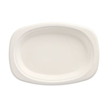 Zuckerrohr Teller oval "pure" 23 x 16 cm weiss