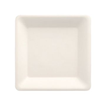 Zuckerrohr Teller eckig "pure" 15,5 x 15,5 cm weiss