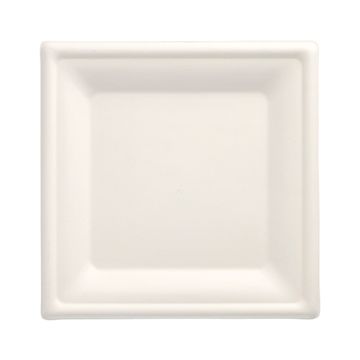 Zuckerrohr Teller eckig "pure" 20 x 20 cm weiss