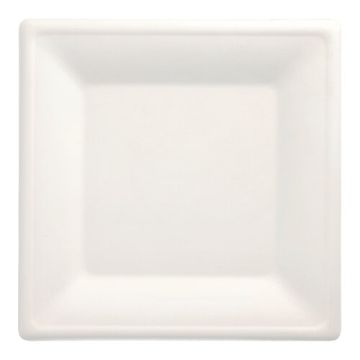 Zuckerrohr Teller eckig "pure" 26 x 26 cm weiss