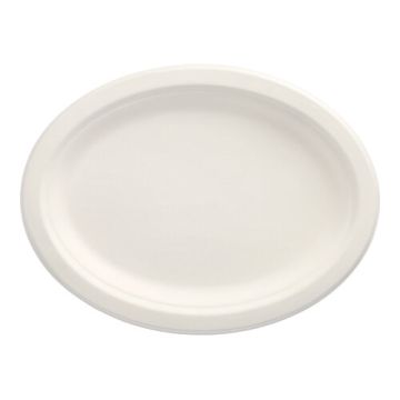 Zuckerrohr Teller oval "pure" 26 x 20 cm weiss