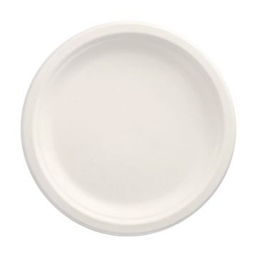 Zuckerrohr Teller rund "pure", ungeteilt Ø 23 cm weiss